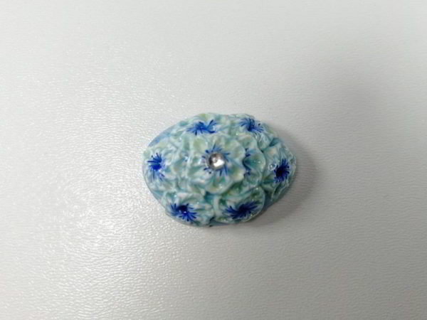 cabochon polimeric oval flori albastre